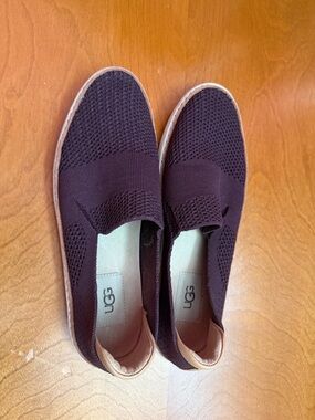 UGG Women's Slip-On Knit Flats in Deep Plum